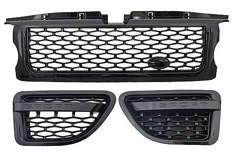 Central Grille and Side Vents Assembly suitable for Land ROVER Range ROVER Sport (2005-2008) L320 Autobiography Look All Black Edition