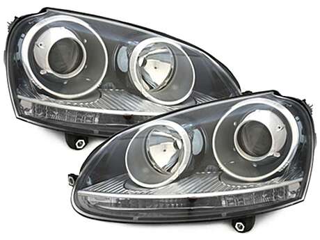 Headlights DEPO suitable for VW Golf V 5 (2003-2009) Jetta (2003-2009) GTI Look Black LHD
