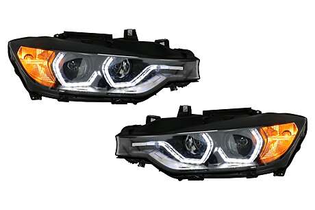 Angel Eyes Headlights LED DRL suitable for BMW 3 Series F30 F31 Sedan Touring (10.2011-05.2015) Black