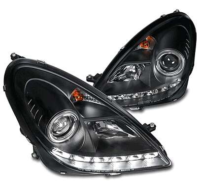 Mercedes-Benz R171 SLK 2005-2011 LED Projector Headlights Lamp Black Left+Right