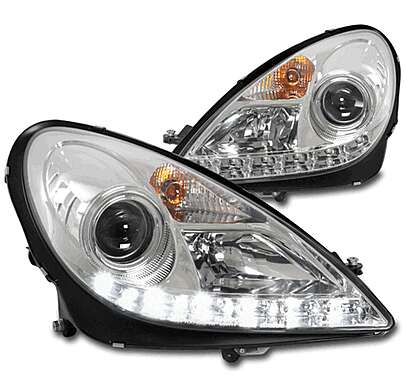 Mercedes-Benz R171 SLK 2005-2011 LED Projector Headlights Lamp Chrome Left+Right
