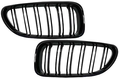 Central Kidney Grille suitable for BMW 6 Series F06 F12 F13 Gran Coupe Convertible Coupe (2012-2018) M6 Design Double Stripe Piano Black
