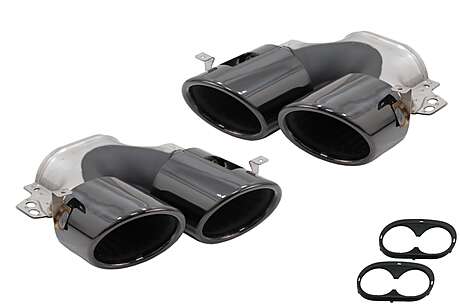 Exhaust Muffler Tips suitable for Mercedes A-Class W177 CLA II X118 C118 GLA SUV H247 GLB SUV X247 35 AMG / 45 AMG (2018-) 45S Design Black