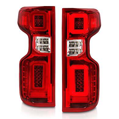 CHEVY SILVERADO 19-21 FULL LED TAIL LIGHTS CHROME HOUSING RED/CLEAR LENS (SEQUENTIAL SIGNAL)(FACTORY HALOGEN BULB MODEL)