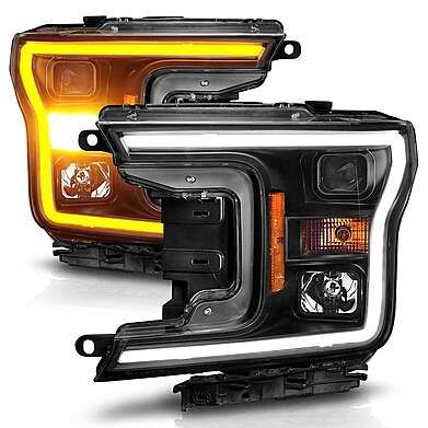FORD F-150 2018-2020 PROJECTOR PLANK STYLE SWITCHBACK HEADLIGHTS BLACK