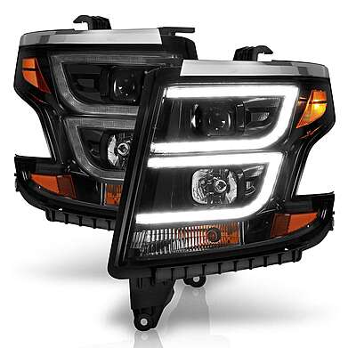 CHEVY TAHOE/SUBURBAN 2015-2020 PROJECTOR C BAR HEADLIGHT BLACK (WITH DRL)