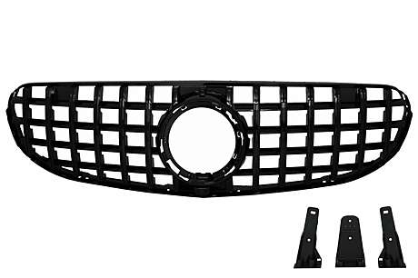 Front Central Grille suitable for Mercedes GLC X253 C253 Facelift (2020-2023) Standard & OFF-ROAD GTR Panamericana Design All Black 