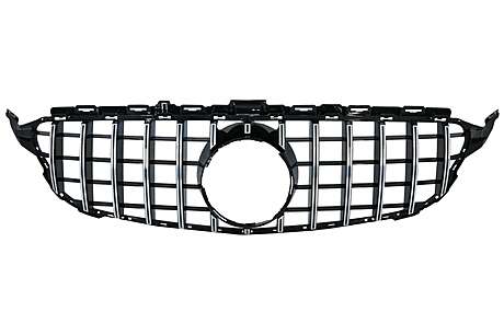 Front Grille suitable for Mercedes C-Class W205 S205 (2014-2018) GT-R Panamericana Design Crome Without Camera