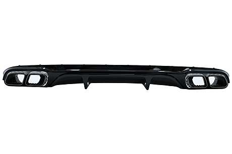 Rear Bumper Diffuser with Black Exhaust Muffler Tips suitable for Mercedes E-Class W213 S213 Standard (2016-2020) E63 Design