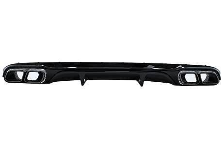 Rear Bumper Diffuser with Black Exhaust Muffler Tips suitable for Mercedes E-Class W213 S213 Standard (2016-2020) E63 Design