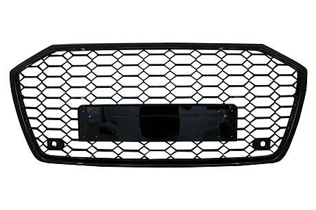 Badgeless Central Grille suitable for Audi A6 C8 4K (2018-up) RS6 Design Piano Black