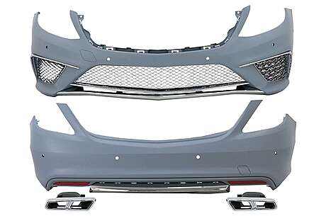 Body Kit suitable for Mercedes S-Class W222 (2013-06.2017) with Chrome Muffler Tips S65 Design