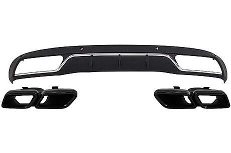 Rear Diffuser & Exhaust Tips suitable for Mercedes C-Class W205 S205 (2014-2018) C63 Design Black Package only for Standard Bumper