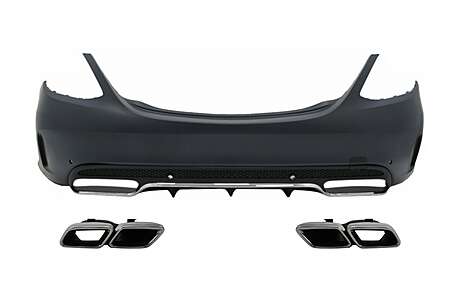 Rear Bumper with Exhaust Muffler Tips Chrome suitable for Mercedes C-Class W205 Limousine (2014-2020) C63 Design