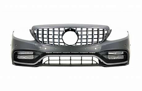 Front Bumper with Grille Chrome without 360 Camera suitable for Mercedes C-Class W205 S205 C205 A205 (2014-2018) GT-R Design 