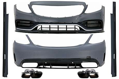 Complete Body Kit with Muffler Tips suitable for Mercedes C-Class W205 Sedan (2014-2020) C63s Edition 1 Design