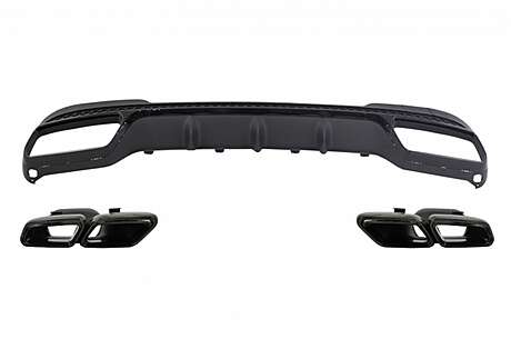 Rear Diffuser with Exhaust Tips Tailpipe Black suitable for MERCEDES E-Class W212 S212 AMG Sport Line Facelift (2013-2016) E63 Design
