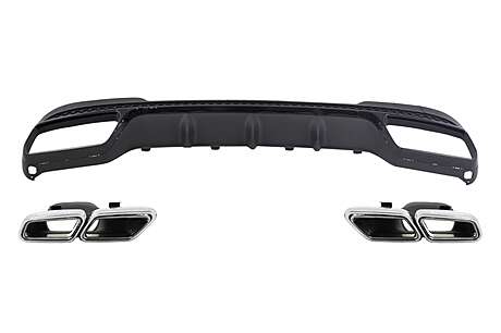 Rear Diffuser & Exhaust Tips suitable for MERCEDES E-Class W212 S212 AMG Sport Line Facelift (2013-2016) Black E63 Design