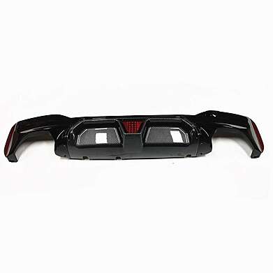 Rear Bumper Diffuser W/ Red LED CS Style Carbon Look BMW G30 5 Series M5 2017-2023 
