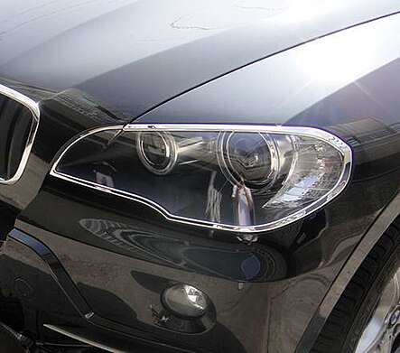 Chrome headlight covers IDFR 1-BW652-01C for BMW X5 E70 2006-2013