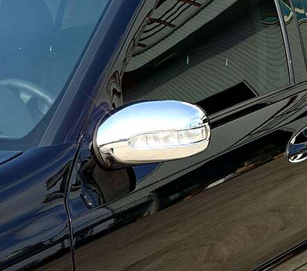 Chrome plated mirror caps IDFR 1-MB204-13C for Mercedes Benz W211 E Class 2002-2006