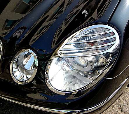 Chrome headlight covers IDFR 1-MB204-01C for Mercedes Benz W211 E Class 2002-2006