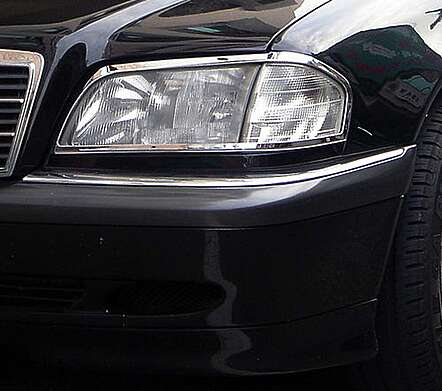 Chrome Front Bumper Moldings Trims IDFR 1-MB101-04LC Mercedes Benz C-Class W202 1993-2000