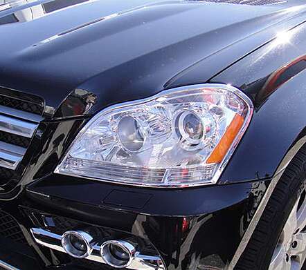 Chrome Headlights Trims IDFR 1-MB320-01C Mercedes Benz X164 GL Class 2005-2013