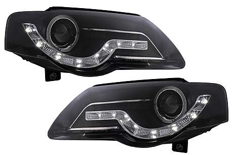 LED DRL Angel Eyes Headlights suitable for VW Passat B6 3C (03.2005-2010) Black
