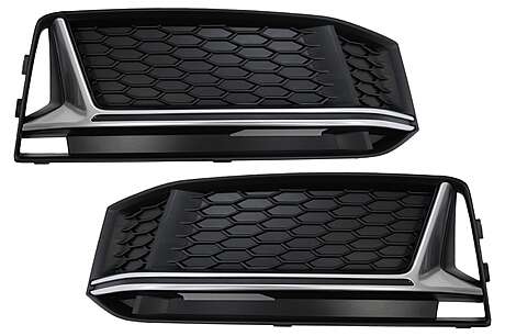 Bumper Lower Grille Side Grilles suitable for Audi A4 B9 Sedan Avant S-Line (2016-2018) RS4 Design Silver Edition