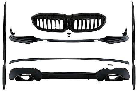 Complete Body Kit Extensions suitable for BMW 3 Series G20 Sedan G21 Touring (2018-up) M340i Design Black Tips