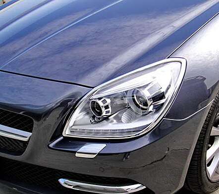 Chrome headlight covers IDFR 1-MB682-01C for Mercedes-Benz R172 SLK Class 2011-2015