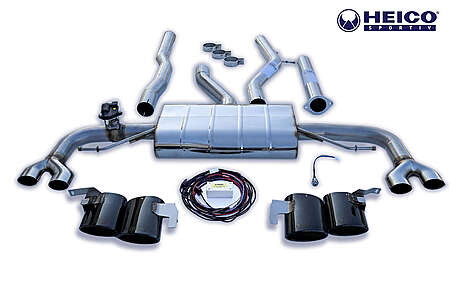 Quad tailpipe sport exhaust system with flap control Heico Sportiv H2521942 Volvo V90 2016-2023