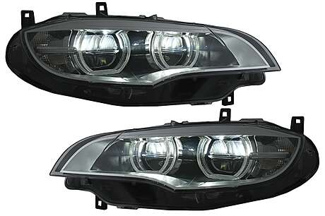 LED Headlights Xenon Angel Eyes 3D Dual Halo Rims suitable for BMW X6 E71 (2008-2012)