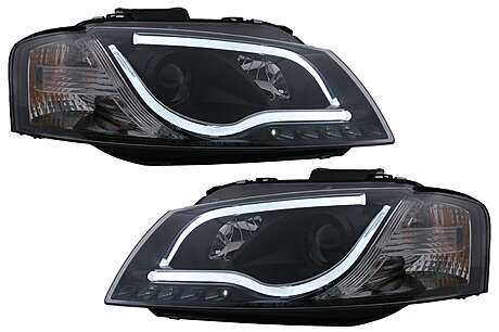 LED DRL Headlights suitable for Audi A3 8P (05.2003-03.2008) Black