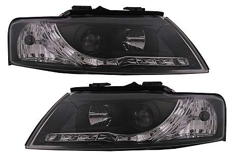 LED DRL Headlights suitable for Audi A4 Cabriolet B6 8H7 8HE (2002-2006) Black