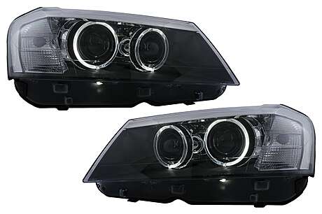 Angel Eyes Headlights suitable for BMW X3 F25 SUV (2010-07.2014) Black