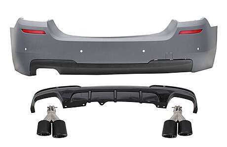 Rear Bumper with Diffuser and Dual Twin Exhaust Tips Carbon suitable for BMW 5 Series F10 (2011-2017) M-Performance Design