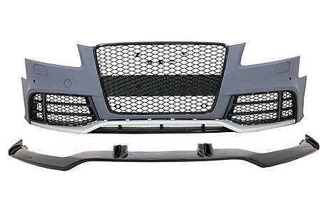 Front Bumper and Add-On Spoiler Lip Real Carbon suitable for Audi A5 8T Pre Facelift (2007-2011) RS5 Design