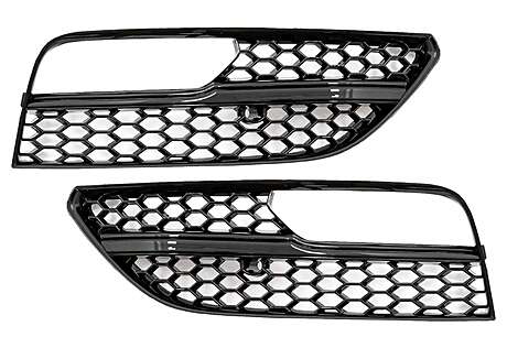 Fog Lamp Covers Side Grilles suitable for Audi A3 8V (2013-2015) RS3 Design Paino Black