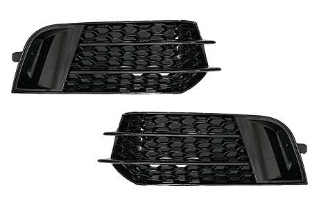 Side Grilles Fog Lamp Covers suitable for Audi A1 8X (2010-2015) RS1 Design Piano Black