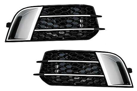 Side Grilles Fog Lamp Covers suitable for Audi A1 8X (2010-2015) RS1 Design Piano Black