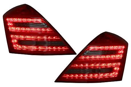 LED Taillights suitable for Mercedes S-Class W221 (2005-2009) Red Smoke with Dynamic Sequential Turning Signal