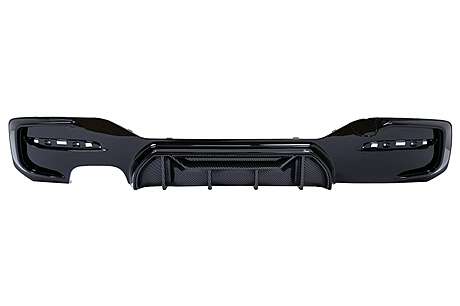 Rear Bumper Spoiler Valance Diffuser Left Double Outlet suitable for BMW 1 Series F20 F21 LCI (2015-06.2019) Piano Black with Carbon Look