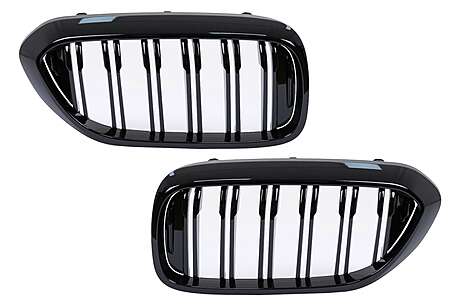 Central Kidney Grilles suitable for BMW 5 Series G30 G31 Sedan Touring (2017-2019) Double Stripe M Design Piano Black