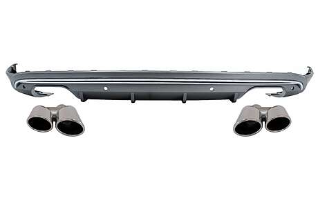 Rear Diffuser Double Outlet with Exhaust Muffler Tips suitable for Audi Q5 8R Facelift (2009-2016) S-Line Bumper
