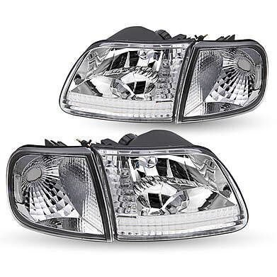Front Headlights Chrome V2 Ford F150 1997-2003 / Ford Expedition 1999-2002 