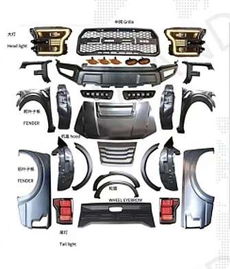 Complete Facelift Conversion Body Kit Assembly suitable for Ford Ranger (2015-2021) to 2017 F150 Raptor