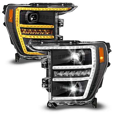 Front Headlights Led Black Anzo 111594 Ford F-150 2021-2023 (For Halogen Model)