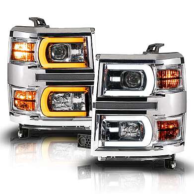 Front Headlights Led Chrome Anzo 111618 Chevrolet Silverado 1500 2014-2015